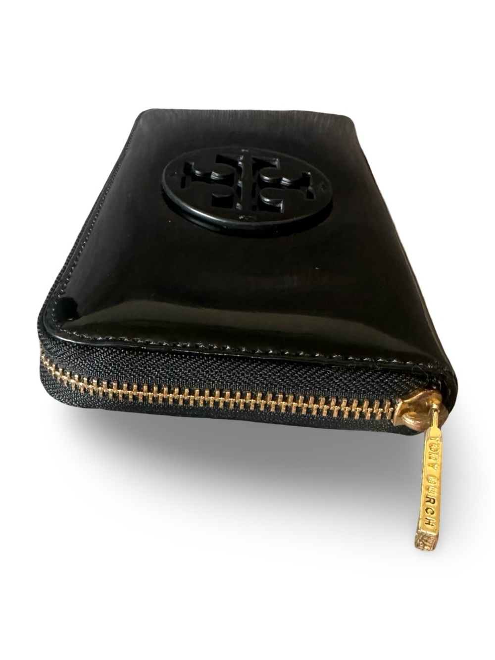 Tory Burch With Paper Work Black Patent Leather Zip Wallet - Picture 11 of 13